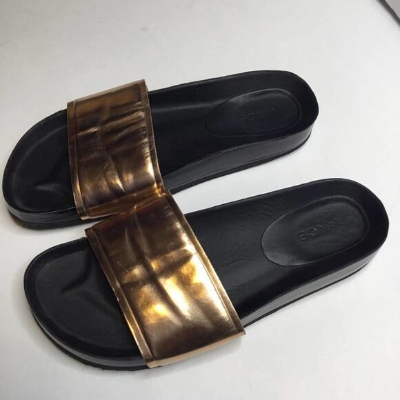 Vince Gold Metallic Westcoast Slide Sandals 8 - Picture 7 of 7